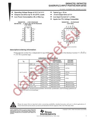 SN74HCT02NSRE4 datasheet  